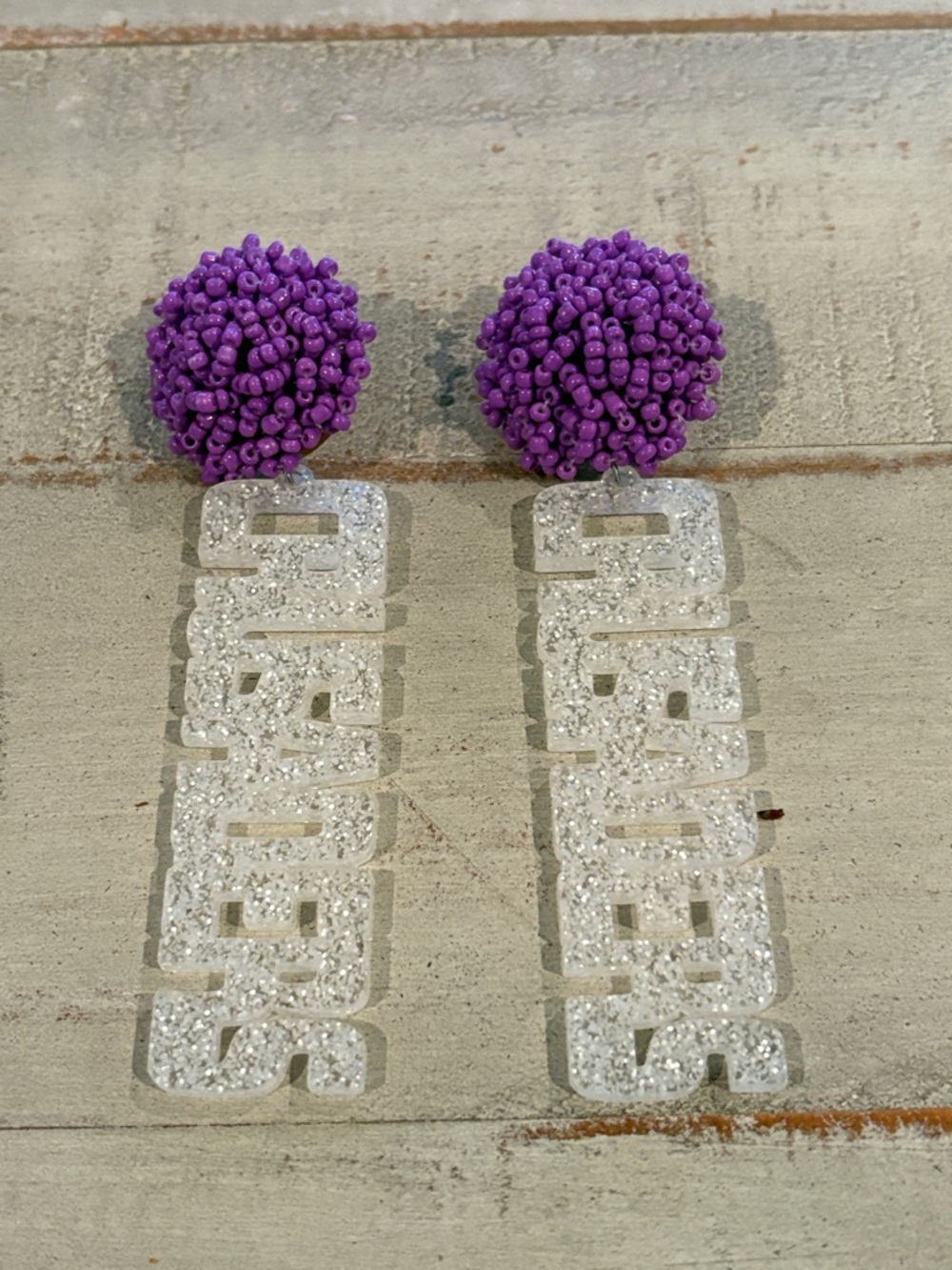 Purple Beaded Crusaders Earrings